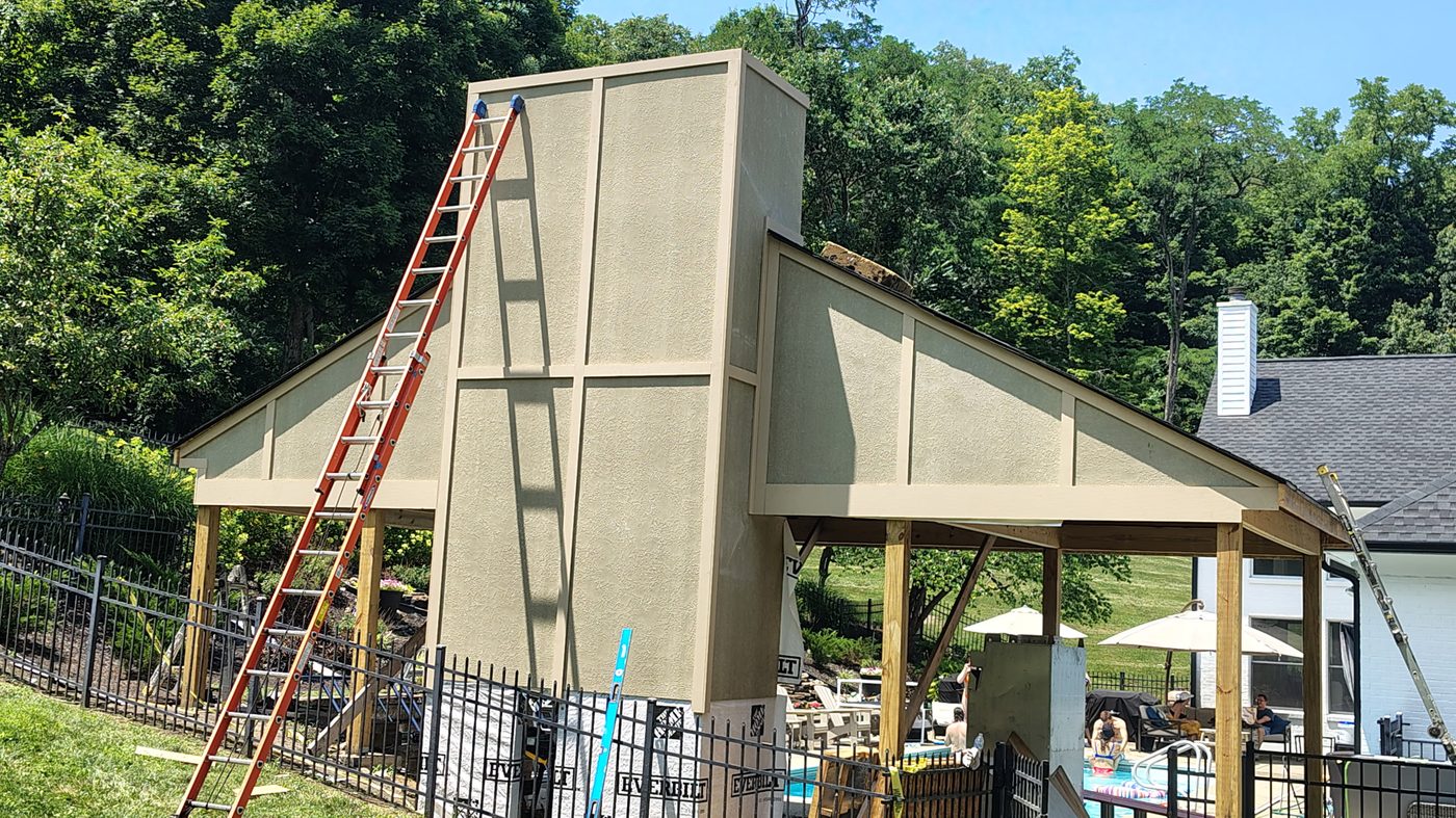Custom outdoor pool house structure