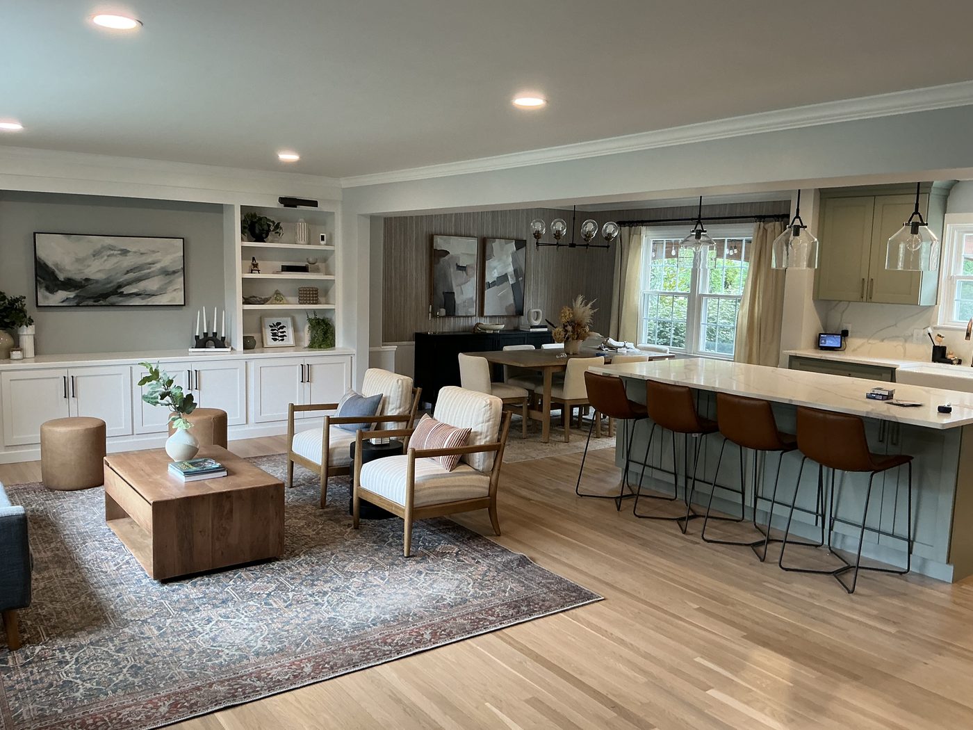 Living room remodel with custom built-ins